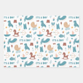 Es ist ein Junge. Niedliche Blautöschdusche Geschenkpapier Set (Vorderseite)