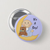 Es ist ein Junge - Niedlicher Baby-Cartoon Button (Vorne & Hinten)