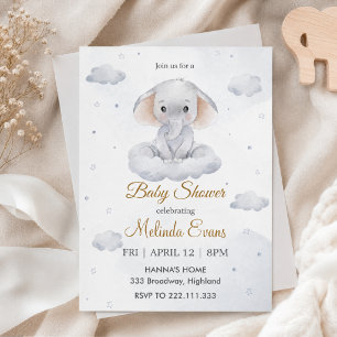Es ist ein Junge niedlicher Elefant Baby Shower Einladung