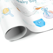 Es ist ein Junge - Personalisierte Babydusche Geschenkpapier (Rolleneckpunkt)