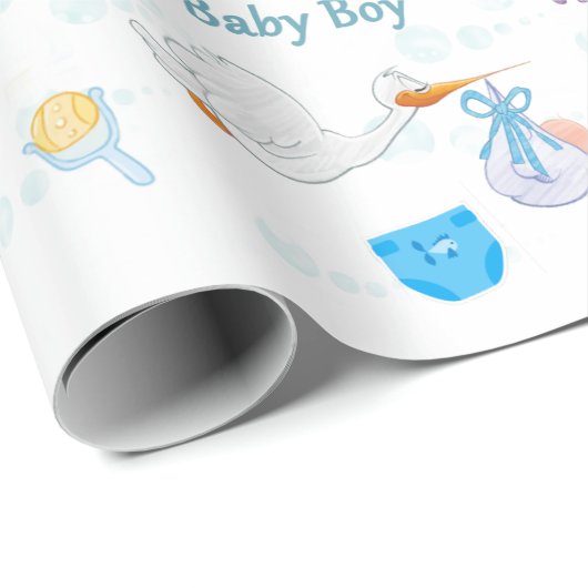 Es ist ein Junge - Personalisierte Babydusche Geschenkpapier (Rolleneckpunkt)
