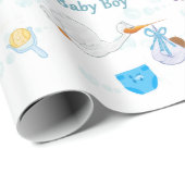 Es ist ein Junge - Personalisierte Babydusche Geschenkpapier (Rolleneckpunkt)