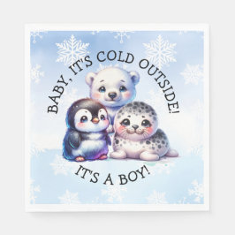 Es ist ein Junge | Polar Arctic Winter Baby Show Serviette