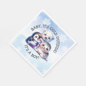 Es ist ein Junge | Polar Arctic Winter Baby Show Serviette (Ecke)