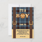 Es ist ein Junge Rustic Lumberjack Flannel Baby Du Dankeskarte (Vorderseite)