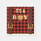 Es ist ein Junge Rustic Lumberjack Flannel Baby Du Serviette (Vorderseite)