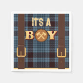 Es ist ein Junge Rustic Lumberjack Flannel Baby Du Serviette (Vorderseite)