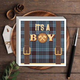 Es ist ein Junge Rustic Lumberjack Flannel Baby Du Serviette