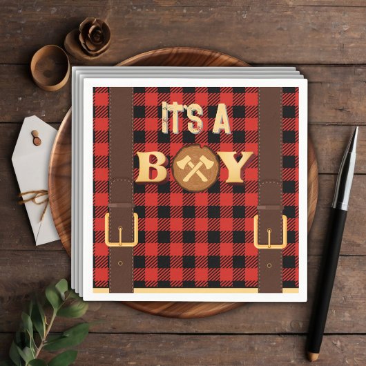 Es ist ein Junge Rustic Lumberjack Flannel Baby Du Serviette
