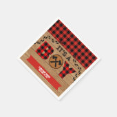 Es ist ein Junge Rustic Wood Kariert Baby Dusche Serviette (Ecke)