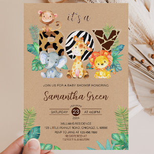 Es ist ein Junge Safari Dschungel Baby Shower Einladung