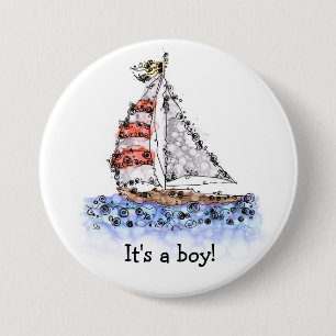 Es ist ein Junge! Segelboot-Button Button