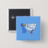 Es ist ein Junge! (Storch-und Baby-Bündel) Button (Vorne & Hinten)