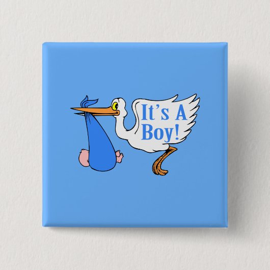 Es ist ein Junge! (Storch-und Baby-Bündel) Button (Vorderseite)