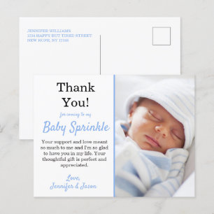 Es ist ein Junge Süße Blaue Baby Sprinkle Dankesch Postkarte