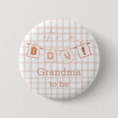 Es ist ein Junge! Süßes Gingham Notedry werdende O Button (Vorderseite)