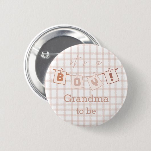 Es ist ein Junge! Süßes Gingham Notedry werdende O Button (Vorne & Hinten)