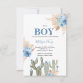 Es ist ein Junge Taco 'über Liebe Blue Floral BABY Einladung (Vorderseite)