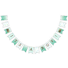 Es ist ein Junge, Teddy Bear Green Baby Dusche Wimpelkette