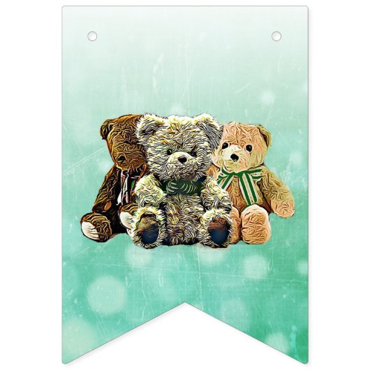 Es ist ein Junge, Teddy Bear Green Baby Dusche Wimpelkette (Dritte Fahne)