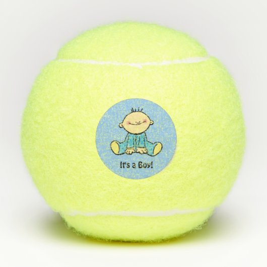 Es ist ein Junge Tennisbälle (Vorderseite)