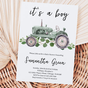 Es ist ein Junge Traktor Baby Shower Einladung