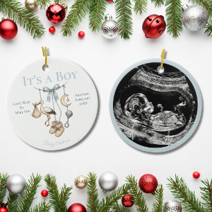 Es ist ein Junge Ultraschall Schwangerschaftsankün Keramik Ornament