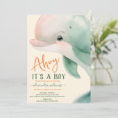 Es ist ein Junge unter der Meerwasserdusche Einladung (Stehend Vorderseite)