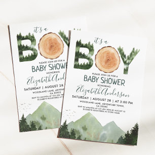Es ist ein Junge Wasserfarbe Woodland Baby Shower Einladung