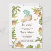 Es ist ein Junge Watercolor Dinosaur Baby Dusche Einladung (Vorderseite)