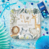 Es ist ein Junge Wild Giraffe Zebra Elephant Baby Pappteller (Party)