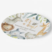 Es ist ein Junge Wild Giraffe Zebra Elephant Baby  Pappteller (Schrägansicht)