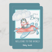 Es ist ein Junge - Willkommen bei der Weltankündig Einladung (Vorne/Hinten)