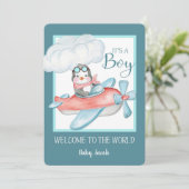 Es ist ein Junge - Willkommen bei der Weltankündig Einladung (Stehend Vorderseite)