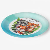 Es ist ein Junge | Woodland Creatures Babydusche Pappteller (Schrägansicht)