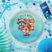 Es ist ein Junge | Woodland Creatures Babydusche Pappteller (Party)