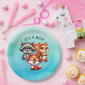 Es ist ein Junge | Woodland Creatures Babydusche Pappteller (Party)