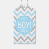 Es ist ein Junge Zickzack Blue Gray/Gray Baby Dusc Geschenkanhänger (Vorderseite)