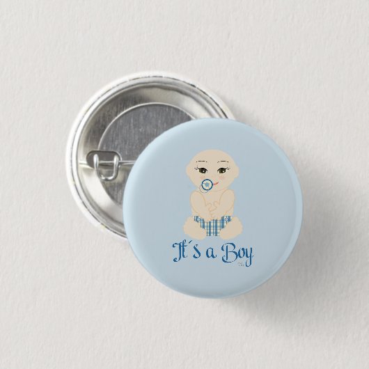 Es ist ein Junge Zitat in Blue Design Button (Vorne & Hinten)
