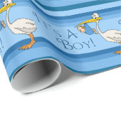 Es ist ein Jungen-Baby-Blau-Storch Geschenkpapier (Rolleneckpunkt)