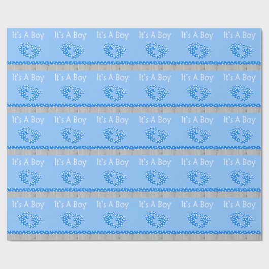 Es ist ein Jungen-Packpapier mit Füßen des blauen Geschenkpapier (Flach)