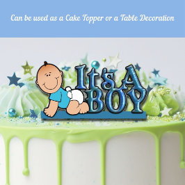 Es ist ein junger blauer Text mit Baby Cake & Tabl Freistehende Fotoskulptur