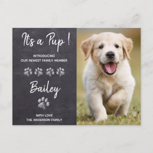 Es ist ein Jungtier-Welpenhund Ankündigungspostkarte