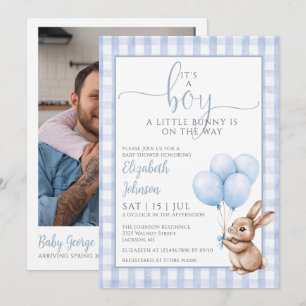 Es ist ein kleiner Hase zur Babyparty - Foto-QR-Co Einladung