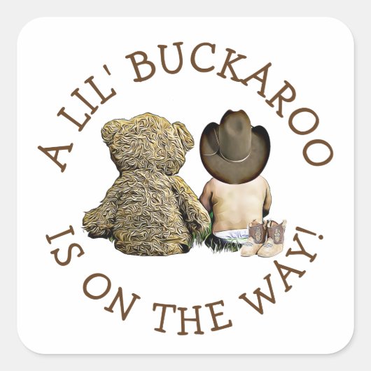 Es ist ein kleines Cowboy-Baby-Aufkleber Quadratischer Aufkleber (Vorderseite)