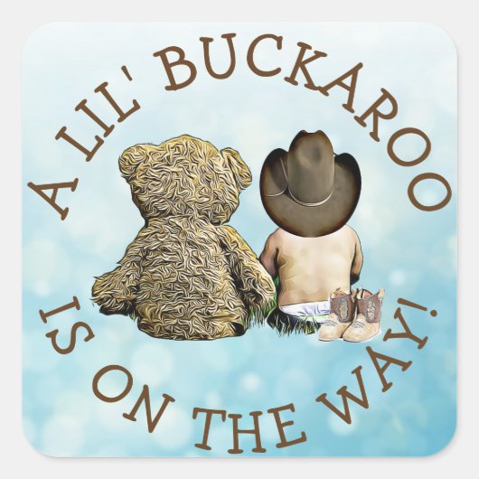 Es ist ein kleines Cowboy-Baby-Aufkleber Quadratischer Aufkleber (Vorderseite)