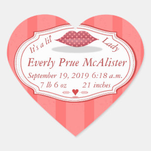 Es ist ein Lil' Lady Hipster Vintag Retro Baby Gir Herz-Aufkleber