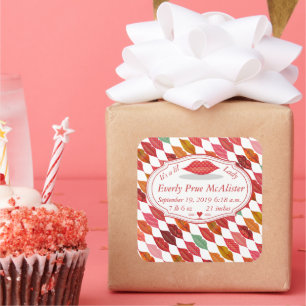 Es ist ein Lil' Lady Hipster Vintag Retro Baby Gir Quadratischer Aufkleber