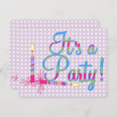 Es ist ein Lila Party Einladung (Vorne/Hinten)