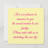 Es ist ein Mädchen! Ankündigung (Rückseite)